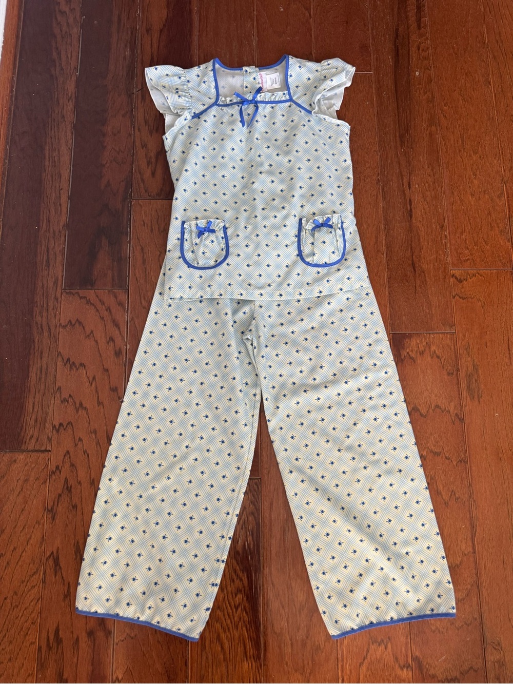 American Girl Light Blue Floral Molly pajamas with Blue Trim